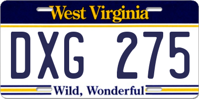 WV license plate DXG275
