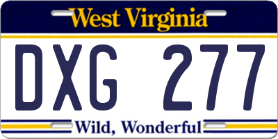 WV license plate DXG277