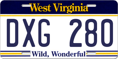 WV license plate DXG280