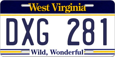 WV license plate DXG281