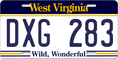 WV license plate DXG283
