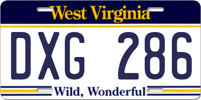 WV license plate DXG286