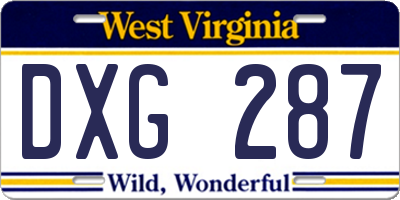 WV license plate DXG287