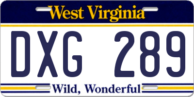 WV license plate DXG289