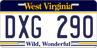 WV license plate DXG290