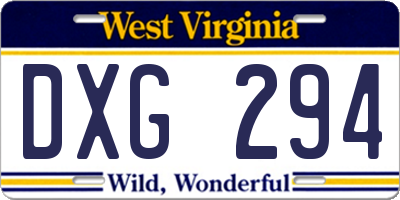 WV license plate DXG294