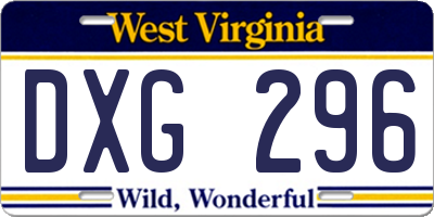 WV license plate DXG296