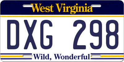 WV license plate DXG298