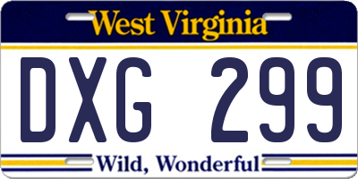 WV license plate DXG299