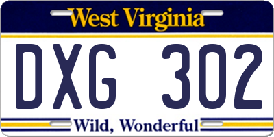 WV license plate DXG302