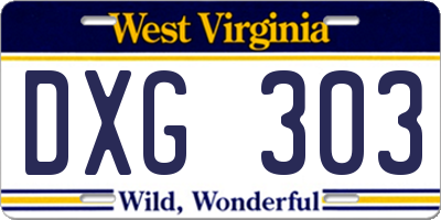 WV license plate DXG303