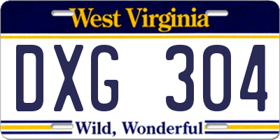 WV license plate DXG304