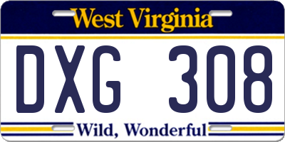 WV license plate DXG308