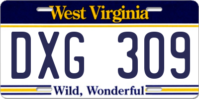 WV license plate DXG309