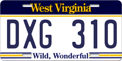 WV license plate DXG310