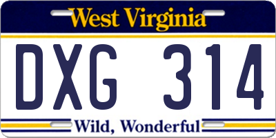 WV license plate DXG314