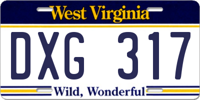 WV license plate DXG317