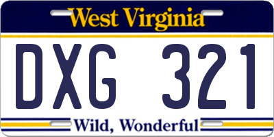 WV license plate DXG321