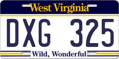 WV license plate DXG325