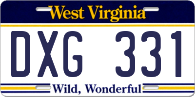 WV license plate DXG331