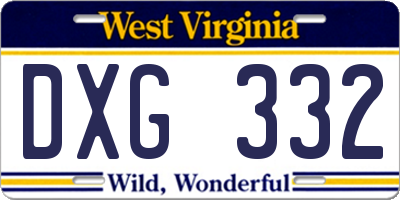 WV license plate DXG332