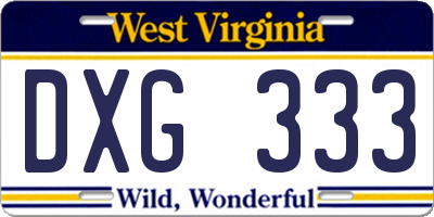 WV license plate DXG333