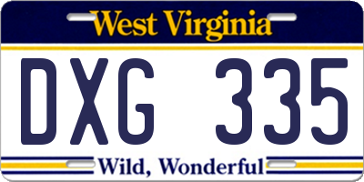 WV license plate DXG335