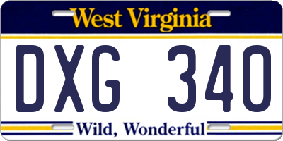 WV license plate DXG340