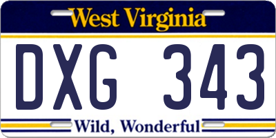 WV license plate DXG343