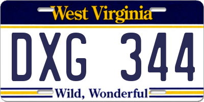 WV license plate DXG344