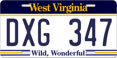 WV license plate DXG347