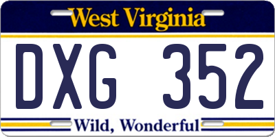 WV license plate DXG352