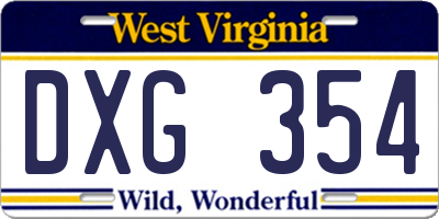 WV license plate DXG354