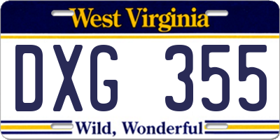 WV license plate DXG355