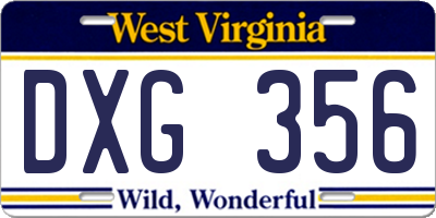WV license plate DXG356