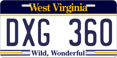 WV license plate DXG360