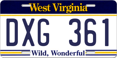WV license plate DXG361