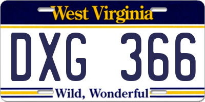 WV license plate DXG366