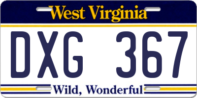 WV license plate DXG367