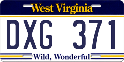 WV license plate DXG371