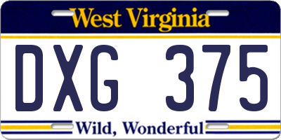 WV license plate DXG375