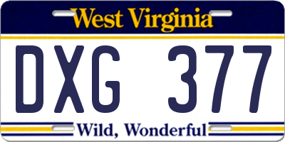 WV license plate DXG377