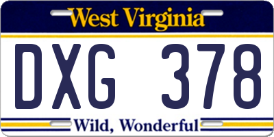 WV license plate DXG378