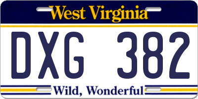 WV license plate DXG382