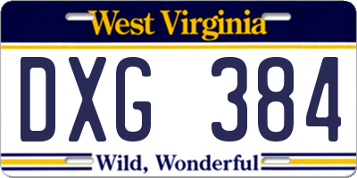 WV license plate DXG384