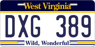 WV license plate DXG389