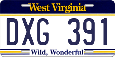 WV license plate DXG391