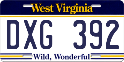 WV license plate DXG392