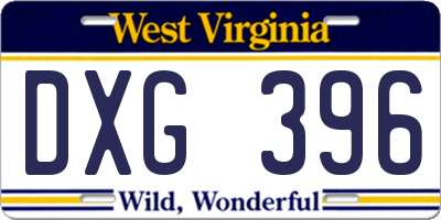 WV license plate DXG396