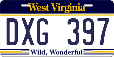 WV license plate DXG397